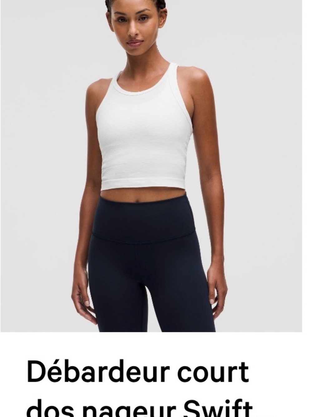 lululemon athletica White Ribbed Racerback Crop Tank